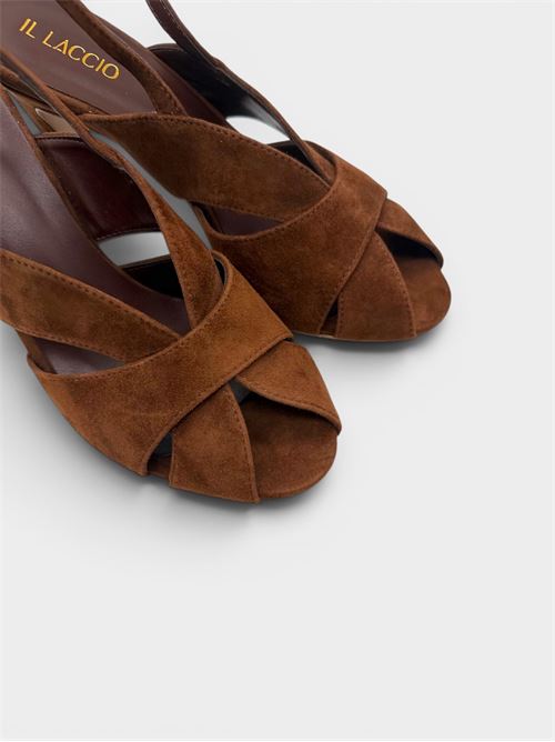 Sandali in suede cuoio con tacco IL LACCIO | 1453CAMOSCIO CHOCO